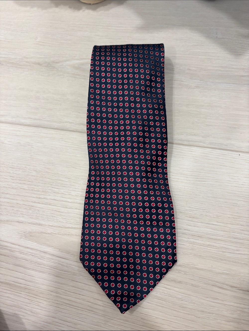 Charvet Classic Navy Tie with Red Dot Pattern - Men's Accessory